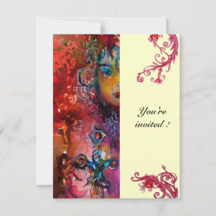 EXCALIBUR , bright red cream Invitation