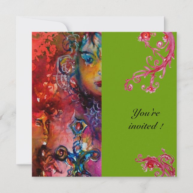 EXCALIBUR , bright red ,grey Invitation (Front)