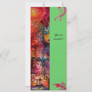 EXCALIBUR , bright red ,pink blue green Invitation