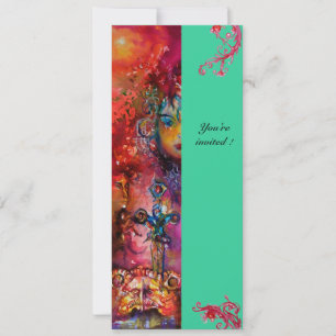 EXCALIBUR , bright red ,pink blue green Invitation
