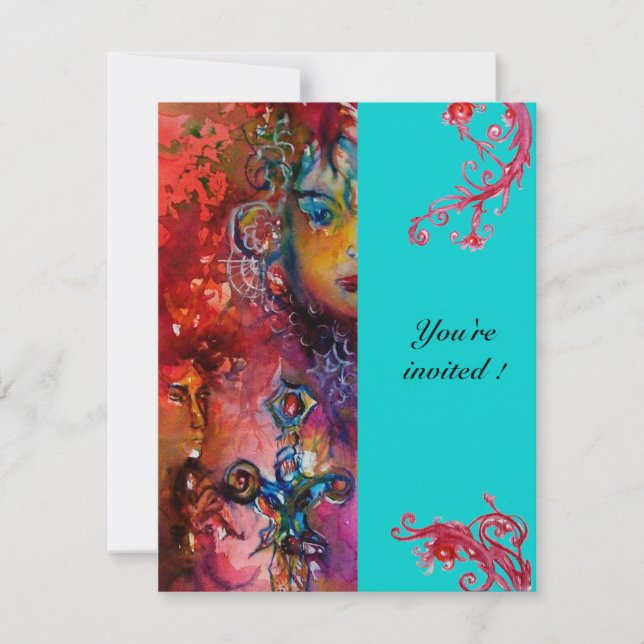 EXCALIBUR , bright red ,pink blue Invitation (Front)