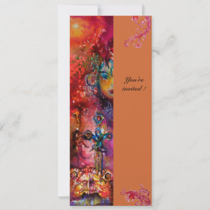 EXCALIBUR , bright red ,pink blue yellow Invitation