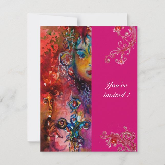 EXCALIBUR , bright red ,pink Invitation (Front)