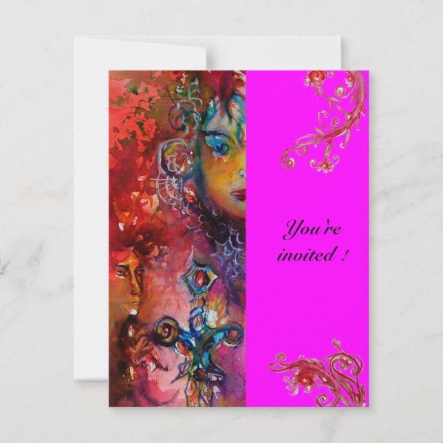 EXCALIBUR , bright red ,pink violet Invitation (Front)