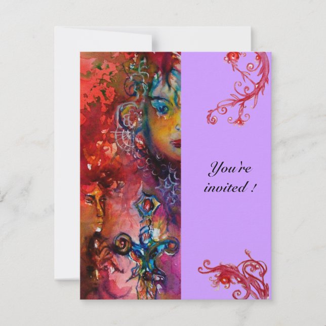 EXCALIBUR , bright red ,pink violet Invitation (Front)
