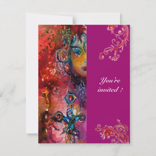 EXCALIBUR , bright red ,pink violet Invitation (Front)