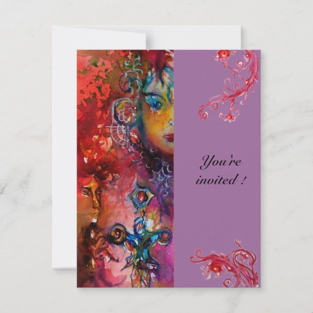 EXCALIBUR , bright red ,pink violet Invitation (Front)