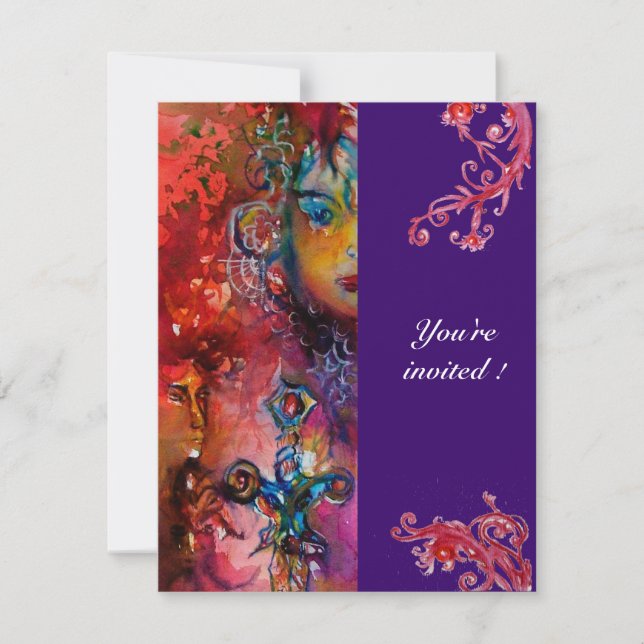 EXCALIBUR , bright red ,pink violet Invitation (Front)