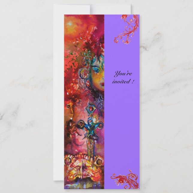 EXCALIBUR , bright red ,pink violet Invitation (Front)
