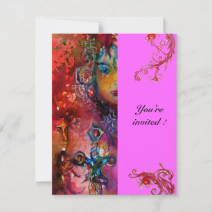 EXCALIBUR , bright red ,purple Invitation