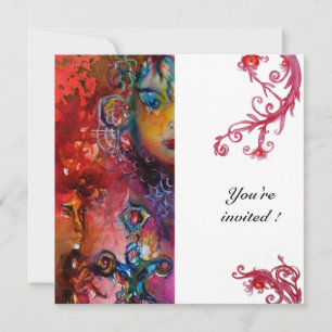 EXCALIBUR , bright red ,white Invitation