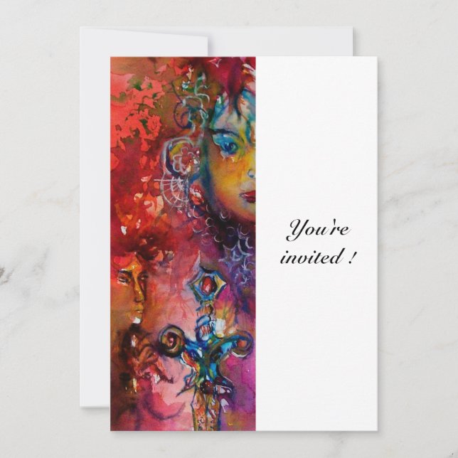 EXCALIBUR , bright red ,white Invitation (Front)