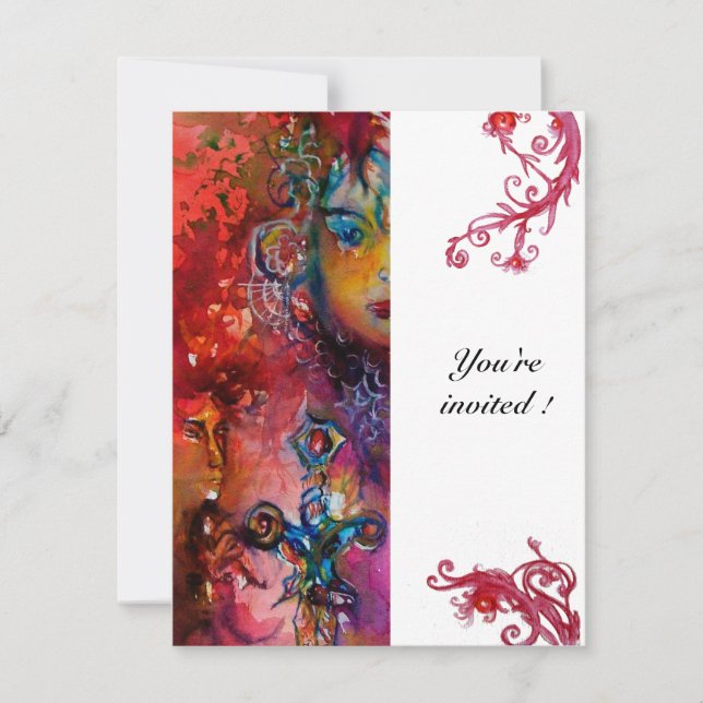 EXCALIBUR , bright red white Invitation (Front)