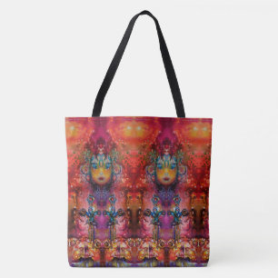 EXCALIBUR EPIC SWORD, Lady of the Lake Red Yellow Tote Bag
