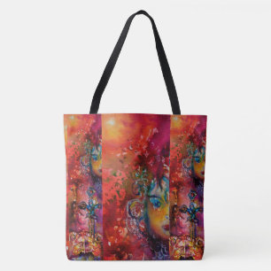 EXCALIBUR EPIC SWORD, Lady of the Lake Red Yellow Tote Bag