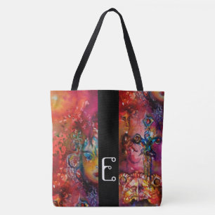 EXCALIBUR EPIC SWORD ; Red Yellow Fantasy Monogram Tote Bag