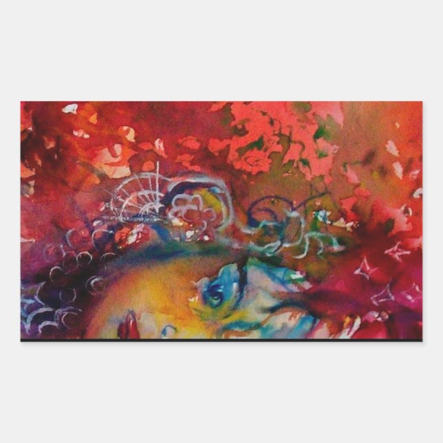 EXCALIBUR Lady Of The Lake ,Red Fantasy Rectangular Sticker (Front)