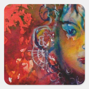 EXCALIBUR Lady Of The Lake ,Red Fantasy Square Sticker