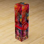 EXCALIBUR,MAGIC AND MYSTERY ,RED WAX SEAL MONOGRAM WINE BOX<br><div class="desc">Colourful , whimsical , romantic, symbolist contemporary watercolor painting in bright red, black, fuchsia, purple, yellow, blue, white colours for a spiritual, mystic Celtic legend by Alessandro Lumini 1989 .This cool and artistic design is also a beautiful gift for special occasions , birthdays , weddings, Christmas, Holiday, Valentine's Day, Mardi...</div>