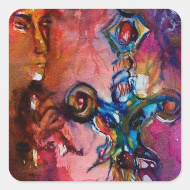 EXCALIBUR Magic Sword Arthurian Legends Watercolor Square Sticker (Front)