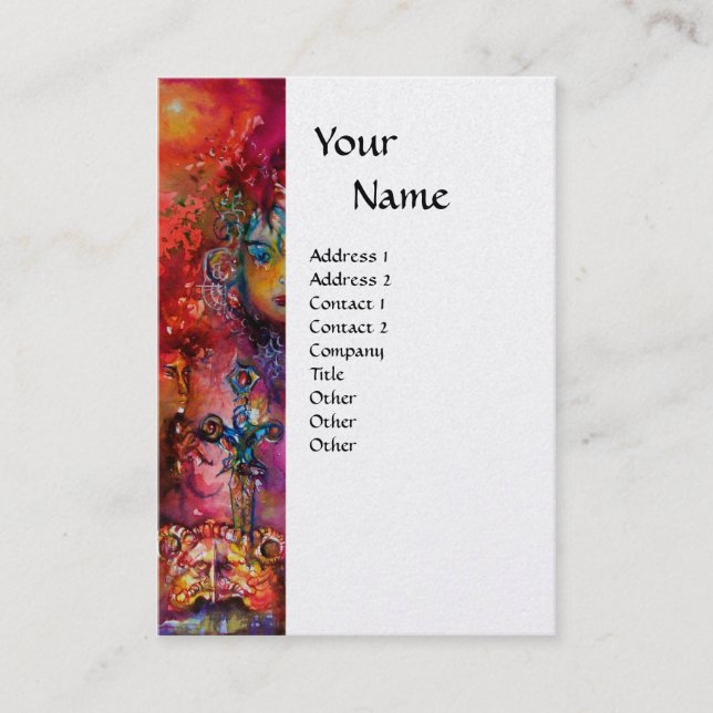 EXCALIBUR MAGIC SWORD FANTASY MONOGRAM Red Kraft Business Card (Front)