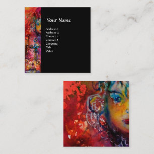 EXCALIBUR /MAGIC SWORD Purple Red Black Fantasy Square Business Card