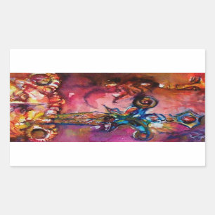 EXCALIBUR Magic Sword ,Red Yellow Fantasy Rectangular Sticker