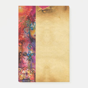 EXCALIBUR,QUEEN OF MAGIC SWORD  Antique Parchment Post-it Notes