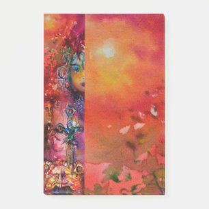 EXCALIBUR,QUEEN OF MAGIC SWORD Fantasy Red Yellow Post-it Notes