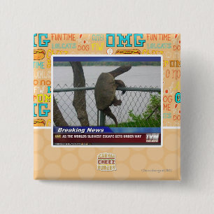 Excaping Turtle 15 Cm Square Badge