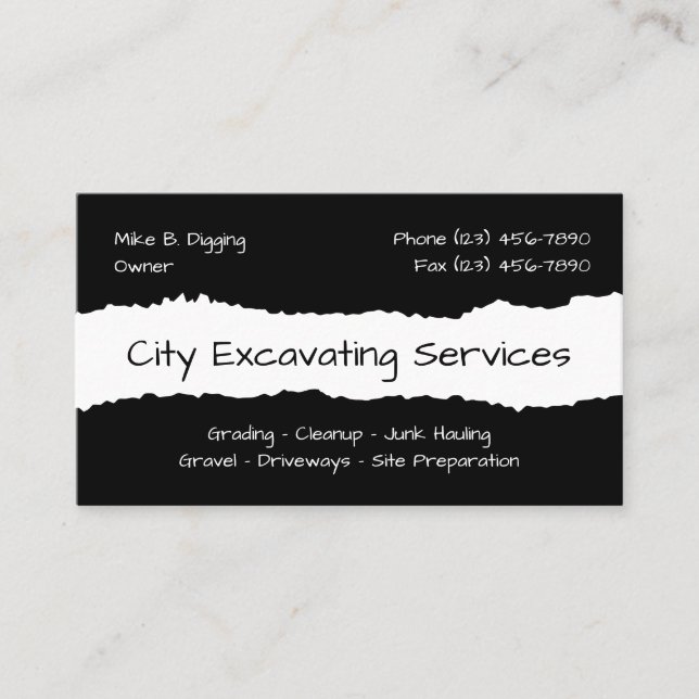 Excavating Hauling Business Cards (Front)