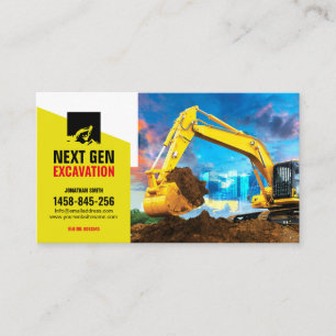 Excavating, Land clearing, Construction, Tractor Business Card