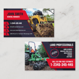 Excavating, mulching, land clearing, Tractor, Bush Business Card