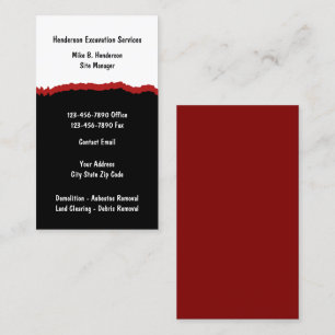 Excavation Construction Services Business Card