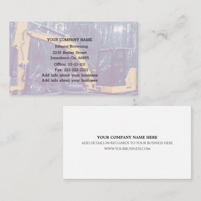 Excavation Service Business Card (Front/Back)