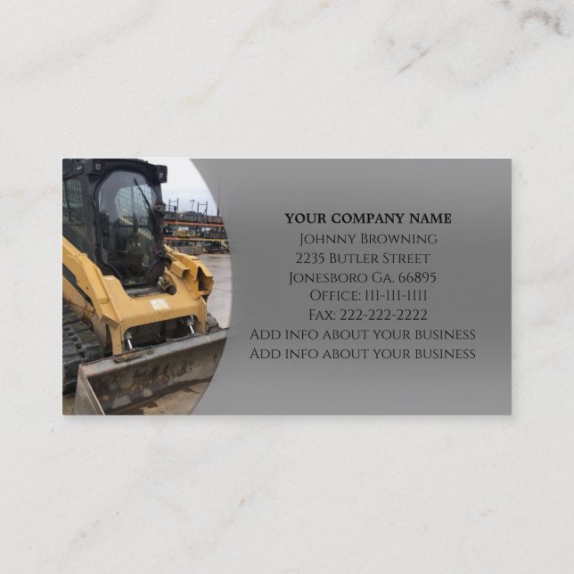Excavation Service Business Card (Back)
