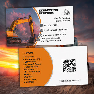 Excavation Services Business Business Card