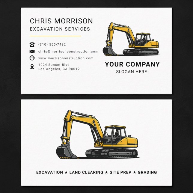 Excavation Services Excavator Construction Business Card (Creator Uploaded)