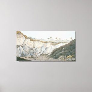 Excavations of a thick stratum of lava which ran i canvas print