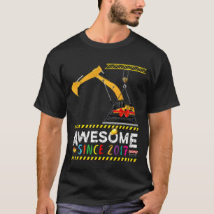 Excavator 4th Birthday Boy 4 Years Construction Cr T-Shirt