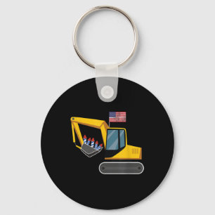 Excavator 4th Of July Independence Day Heavy Equip Key Ring