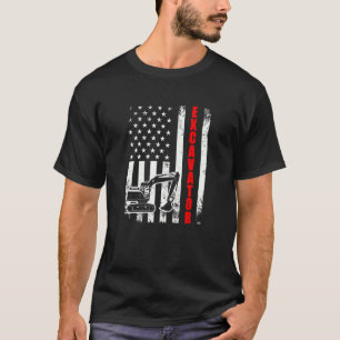 Excavator American Flag Usa Patriotic Proud Excava T-Shirt