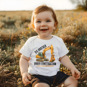 Excavator Big Brother Under Construction With Date Baby T-Shirt