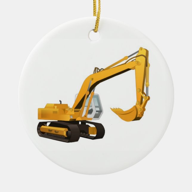Excavator Ceramic Tree Decoration (Front)