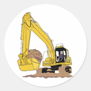 Excavator Classic Round Sticker