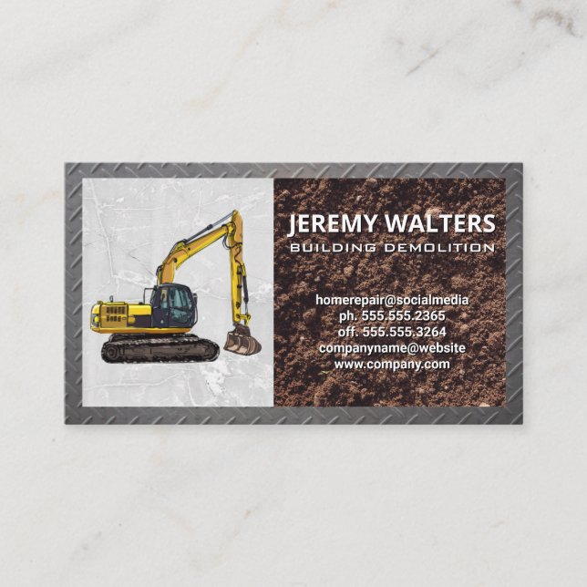 Excavator | Concrete Dirt Steel Business Card (Front)