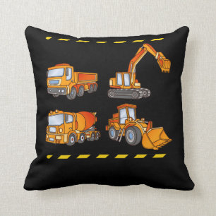 Excavator Concrete mixer Trucks Boys Construction Cushion