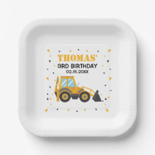 Excavator Construction Birthday Paper Plates