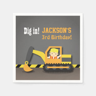 Excavator Construction Birthday Party Supplies Napkin