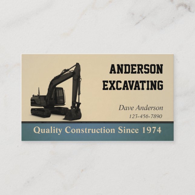 Excavator Construction Business Card (Front)